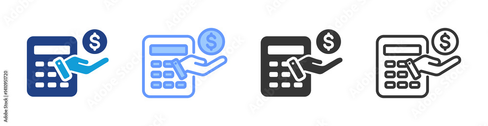 Poster Budgeting icon set multiple style collection