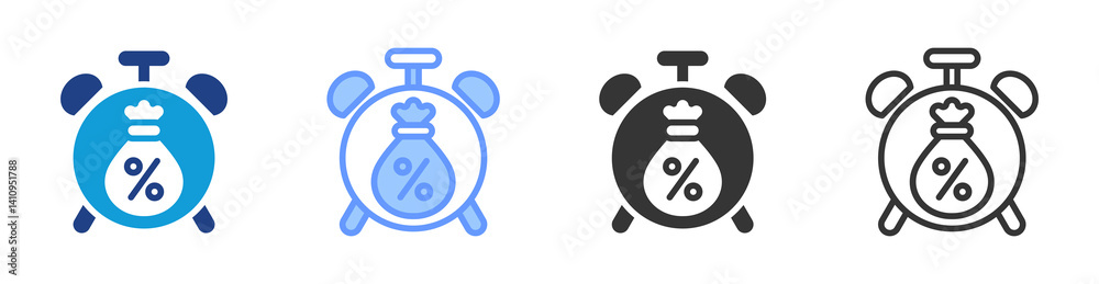 Poster credit management icon set multiple style collection