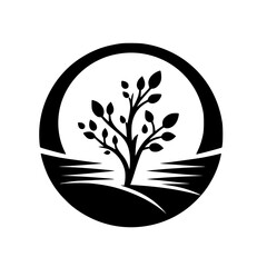 Minimalist Tree Silhouette Logo: Growth, Nature, Ecology, Organic