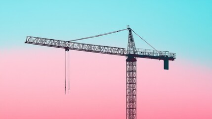 Construction Crane Against a Pastel Sky