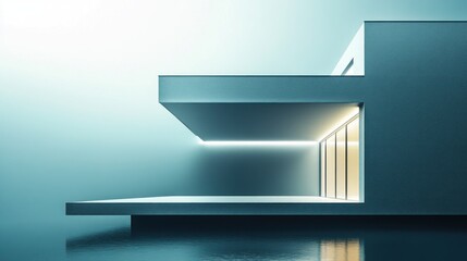 Aqua Lumina, Modern Architecture Reflecting in Tranquil Water Surface