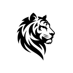 Bold Tiger Head Logo: Black and White Design on White Background