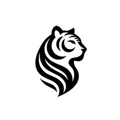 Elegant Minimalist Tiger Head Silhouette Logo Design