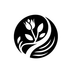 Black and White Floral Logo Design: Modern, Minimalist Botanical Emblem