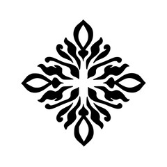Black and White Floral Symmetry Design Element