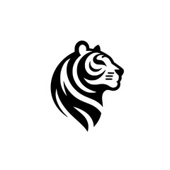 Minimalist Tiger Head Silhouette Logo on White