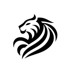Modern Black & White Lion Head Logo, Geometric Design, Minimalist Style