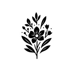 Minimalist Floral Arrangement, Black & White Silhouette, Botanical Art