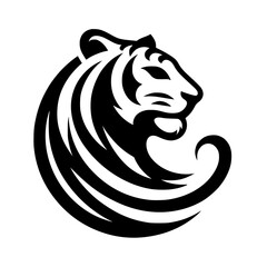 Black and White Tiger Head Logo Design - Minimalist, Powerful