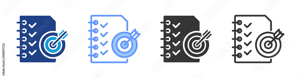 Poster Goal Setting icon set multiple style collection