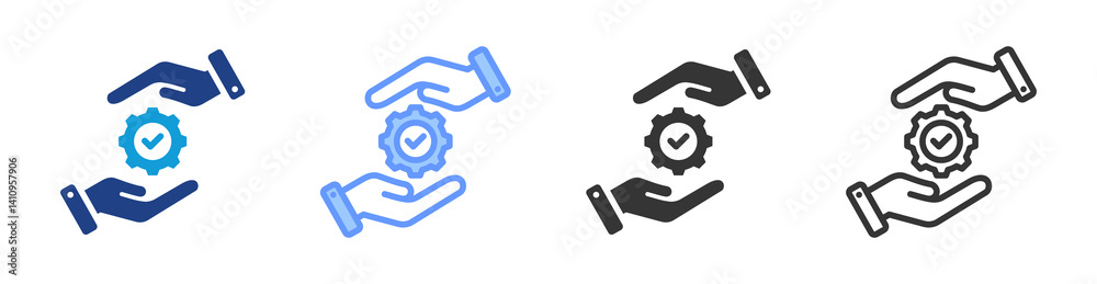 Poster Hands On Practice icon set multiple style collection
