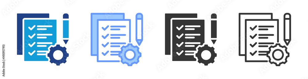 Poster Job Preparation icon set multiple style collection