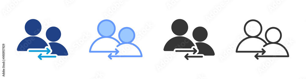 Poster mentoring support icon set multiple style collection