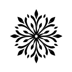 Elegant Black and White Floral Mandala Vector, Minimalist Design