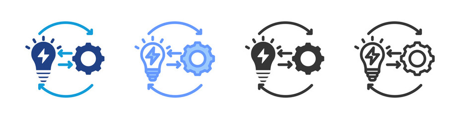 Development Phase icon set multiple style collection