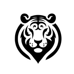 Bold Tribal Tiger Head Logo in Black and White