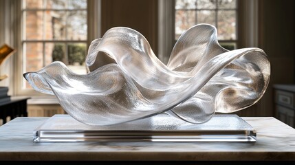Sculptural Glass Wave: An Abstract Masterpiece