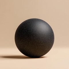 Black speckled sphere on beige