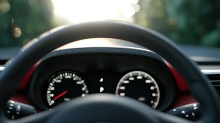 Car dashboard and steering wheel