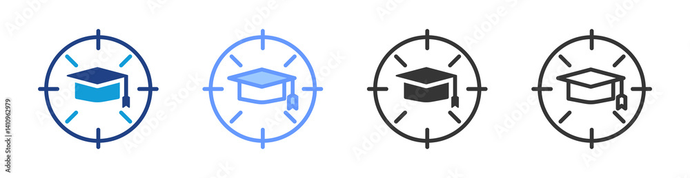 Poster academic rigor icon set multiple style collection