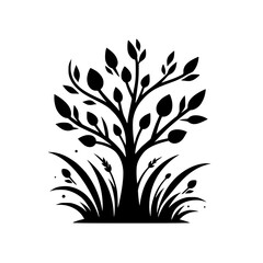Black & White Tree Silhouette: Nature Design, Minimalist Vector
