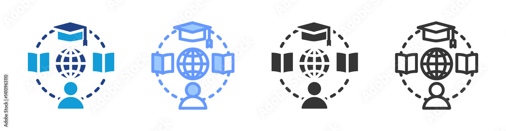 Poster Student Service icon set multiple style collection