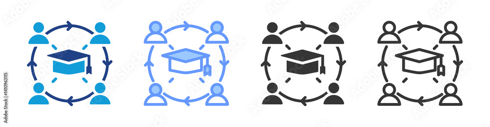 Poster Alumni Network icon set multiple style collection