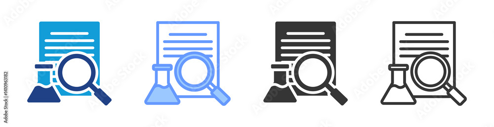 Poster research paper icon set multiple style collection