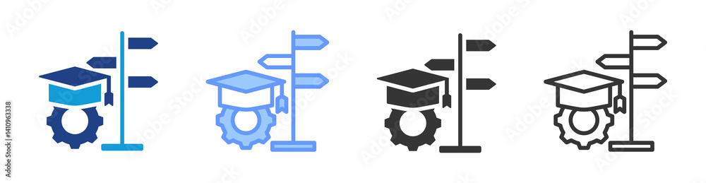 Poster academic majors icon set multiple style collection