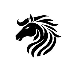 Stylized Horse Head Logo in Black & White