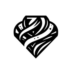 Abstract Geometric Diamond with Ribbon-Like Elements, Black & White