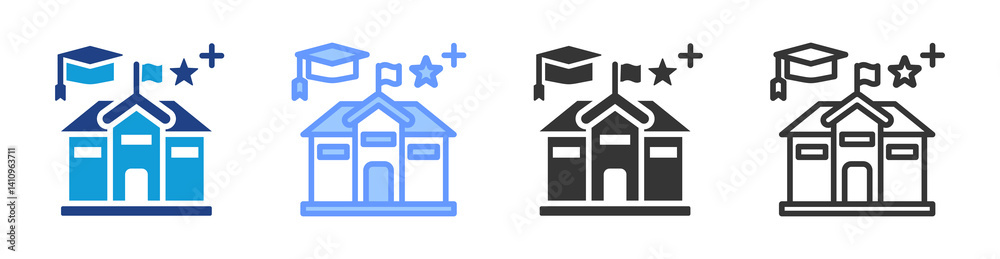 Poster university rankings icon set multiple style collection