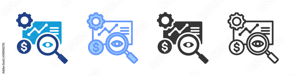 Poster Research Grants icon set multiple style collection