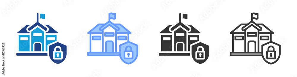 Poster campus safety icon set multiple style collection