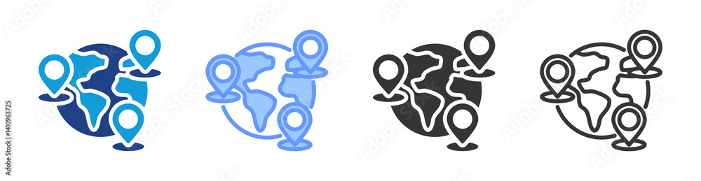 Poster Global Campusess icon set multiple style collection