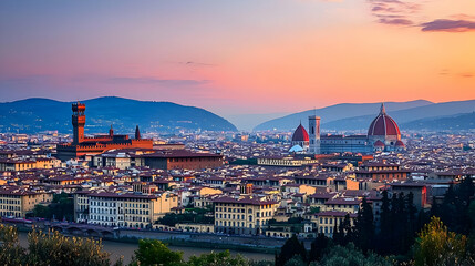 Obraz premium Florence Cityscape At Sunset Panorama