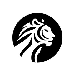 Minimalist Tiger Head Logo in Black Circle