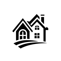 Minimalist House Logo - Black & White Icon, Real Estate Concept