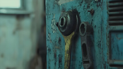 Close Up Of Rusty Vintage Machinery Control Lever