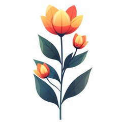 Vibrant Floral Illustration. Blooming Springtime Design in Tropical Colors