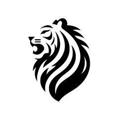Bold Black & White Lion Head Logo Design