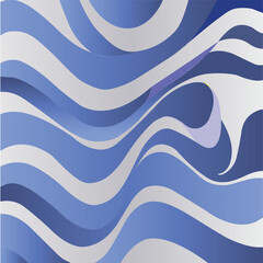 White wavy brush lines on a flat blue background, abstract vector backdrop.