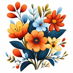 Vibrant Floral Illustration. Colorful Botanical Art for Modern Dcor