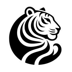 Minimalist Tiger Head Logo in Black and White