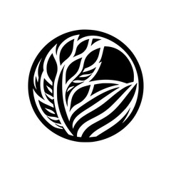 Minimalist Black & White Nature Logo: Leaves and Circle Design