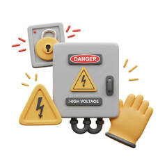 3D Illustration Working safely with high voltage equipment requires safety precautions and care