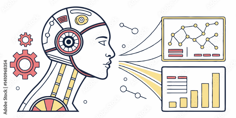 Poster ai-powered data analysis visualizing information through advanced technology