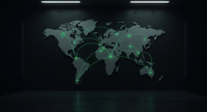 Global Network Connections A Visual Representation of Worldwide Interconnectivity - Powered by Adobe