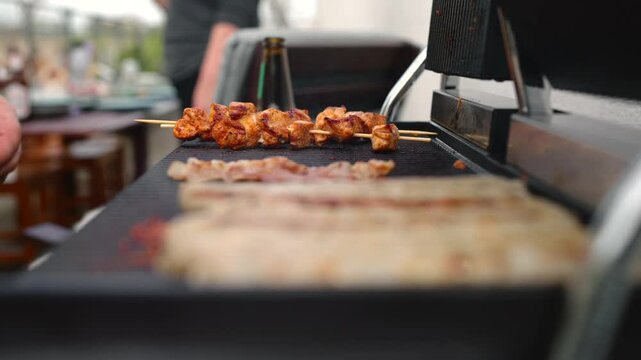 meat on an electric grill