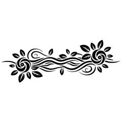 Elegant Floral Ornament: Black & White Vector Design Element